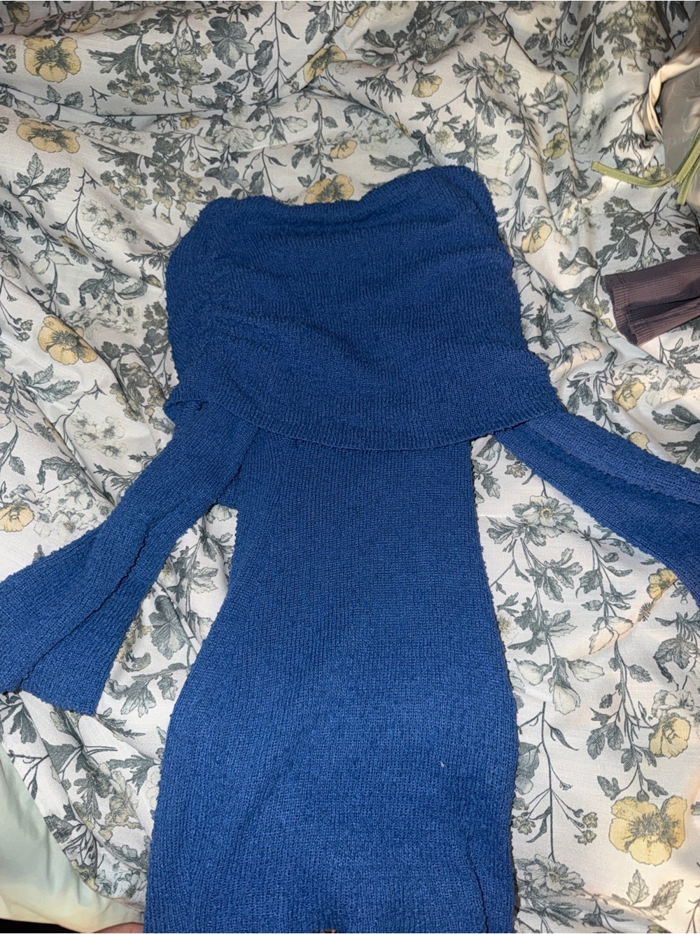 Blue Women’s Off-Shoulder Knit Sweater mini dress